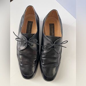 Vintage 90s Black Leather Oxford Shoes 9 Luisa Benelli